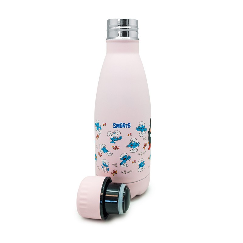 Nerthus Kitchenware Botella Pitufos ROSA 350ml Doble Pared