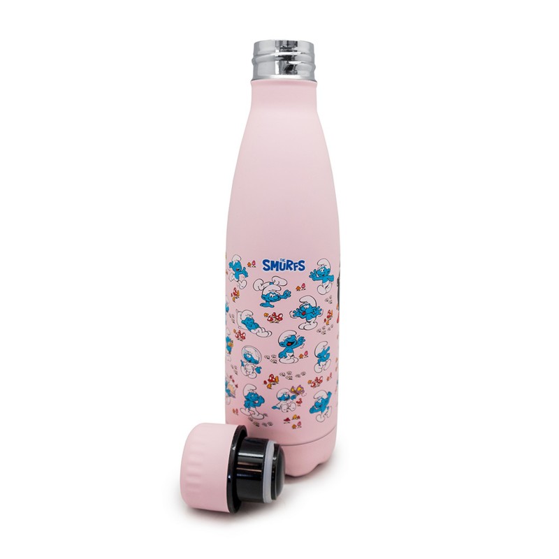 Nerthus Kitchenware Botella Pitufos ROSA 500ml Doble Pared