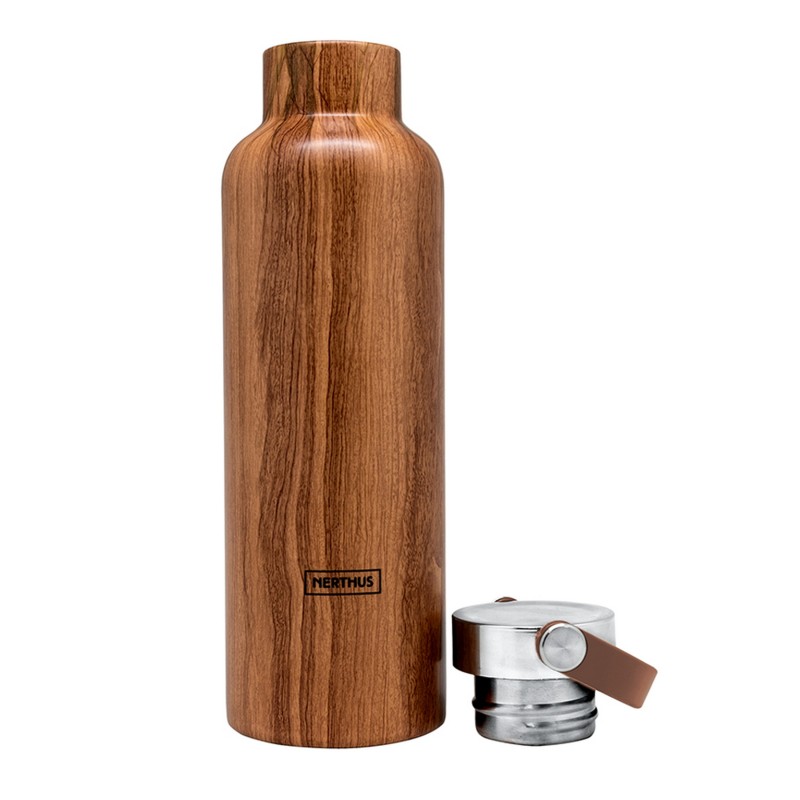 Nerthus Kitchenware Botella Sport Madera 750ml Doble Pared