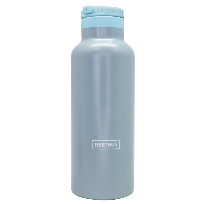 nerthus kitchenware Botella Sport Termo Doble Pared para fríos y Calientes con Tapón Pajita Gris Mate