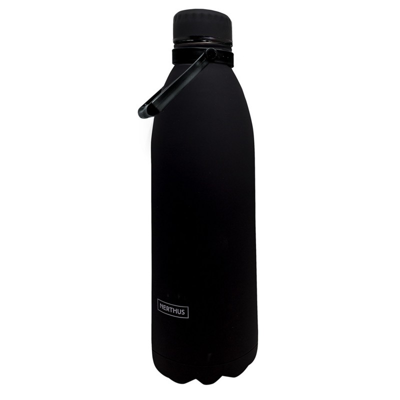 nerthus kitchenware Botellas de Doble Pared de Acero inoxidable - 1500 ml Negro