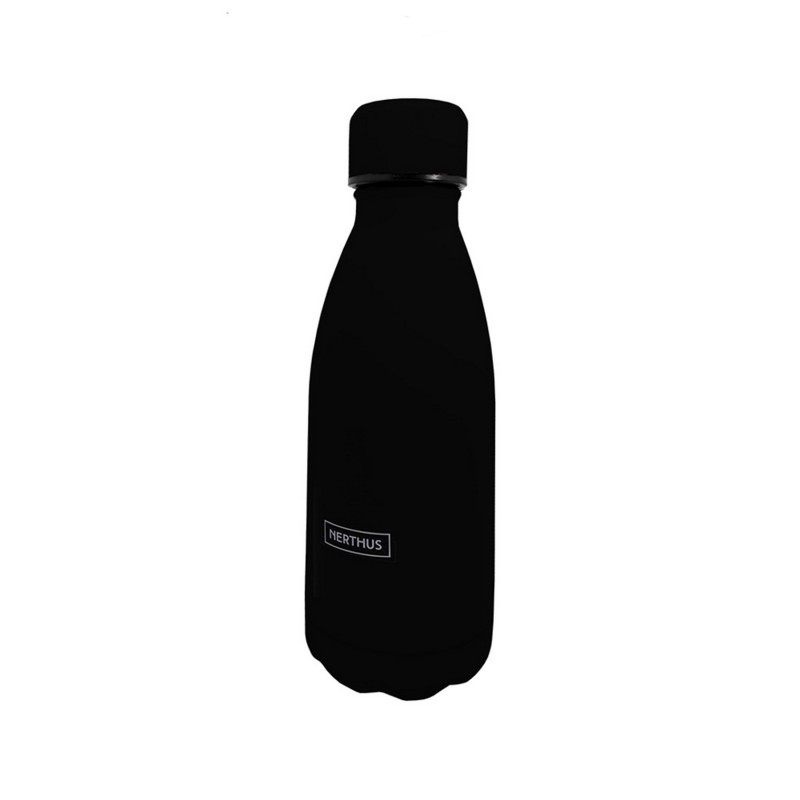 nerthus kitchenware Botellas de Doble Pared de Acero inoxidable - 350 ml Negro