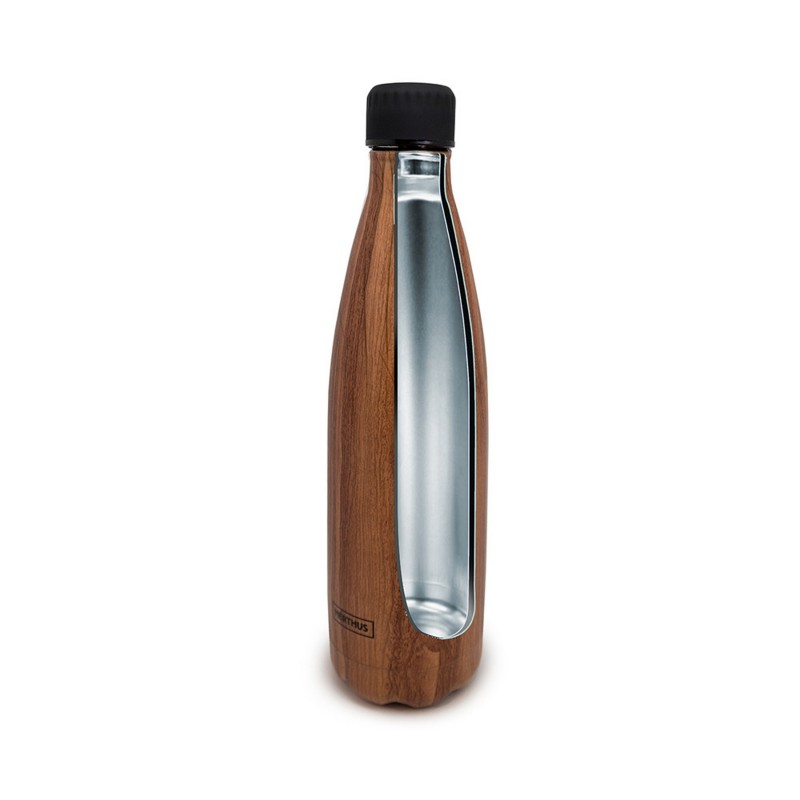 Nerthus Kitchenware Botellas De Doble Pared De Acero Inoxidable - 750 Ml Madera