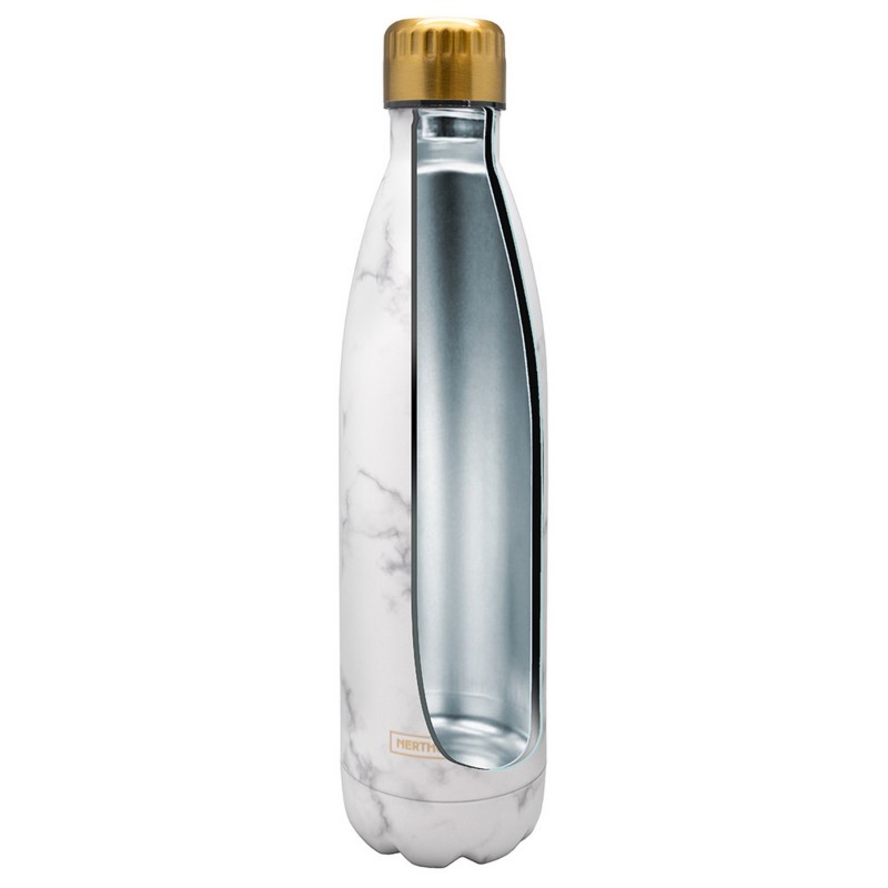 Nerthus Kitchenware Botellas De Doble Pared De Acero Inoxidable - 750 Ml Marmol Blanco