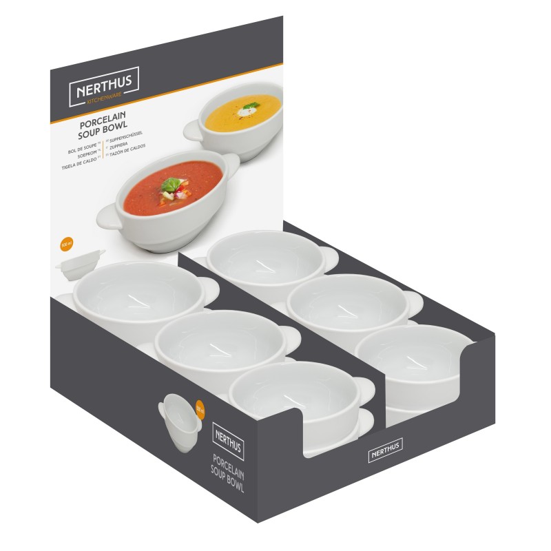 Nerthus Kitchenware Cuenco De Porcelana Para Sopa Con Asas