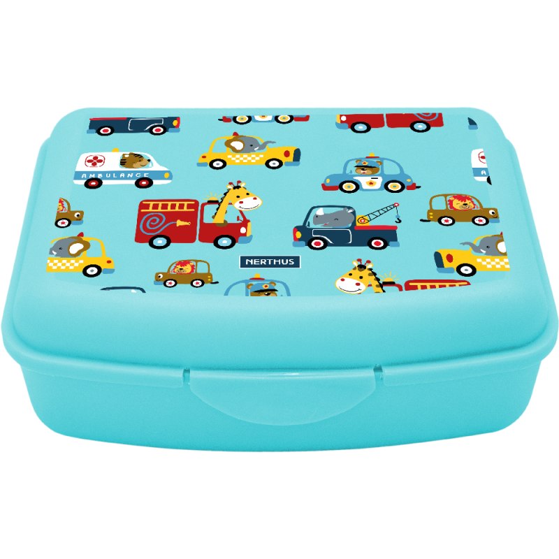 nerthus kitchenware Fiambrera Infantil Coches con 2 divisores y tenedor Coches