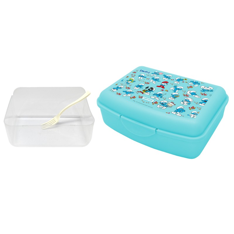 Nerthus Kitchenware Fiambrera Infantil Y Contenedor Con Tenedor Incluido Pitufos