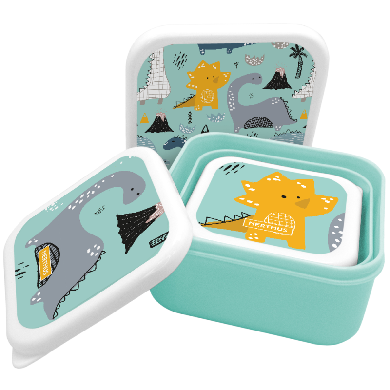 Nerthus Kitchenware Fiambreras Apilables Para Niños Dinosaurios