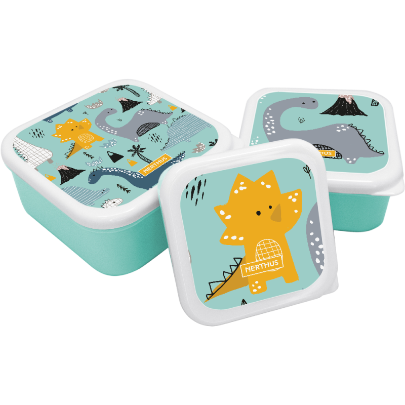 nerthus kitchenware Fiambreras Apilables para Niños Dinosaurios
