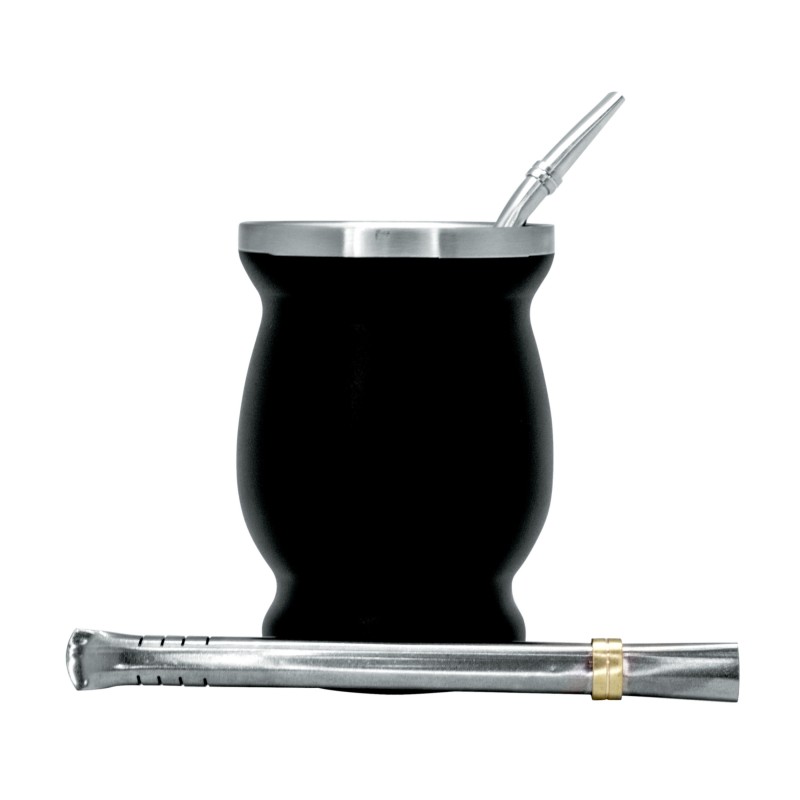 Nerthus Kitchenware Kit De Mate Con Vaso De Doble Pared De Acero Inoxidable De 250 Ml