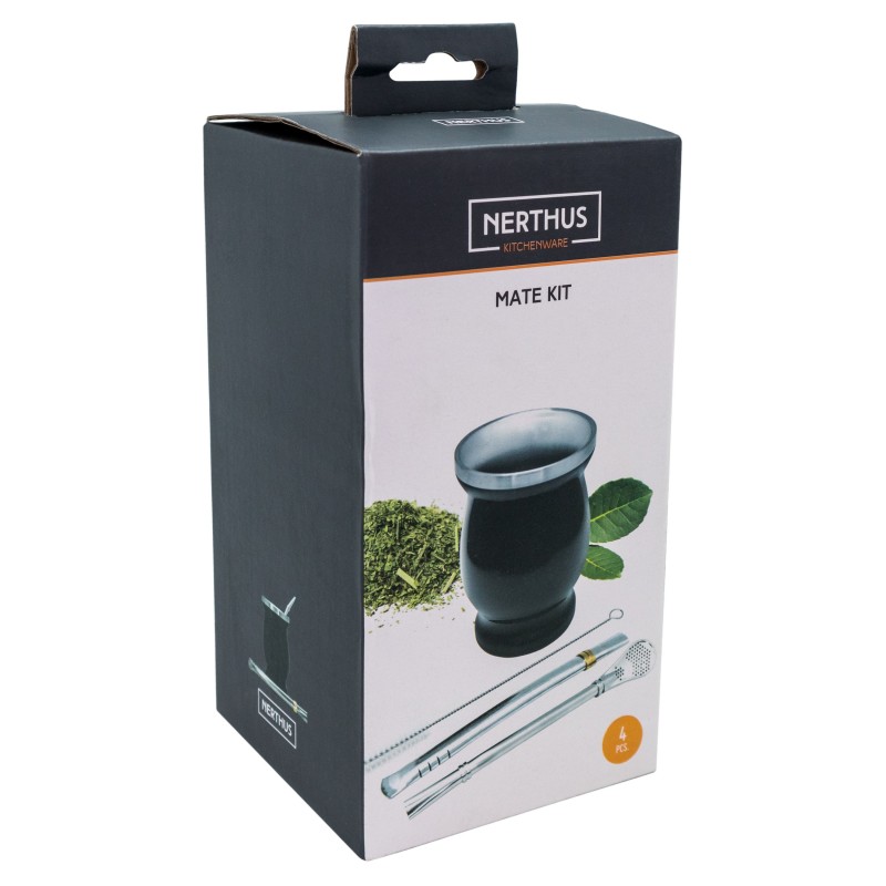 Nerthus Kitchenware Kit De Mate Con Vaso De Doble Pared De Acero Inoxidable De 250 Ml