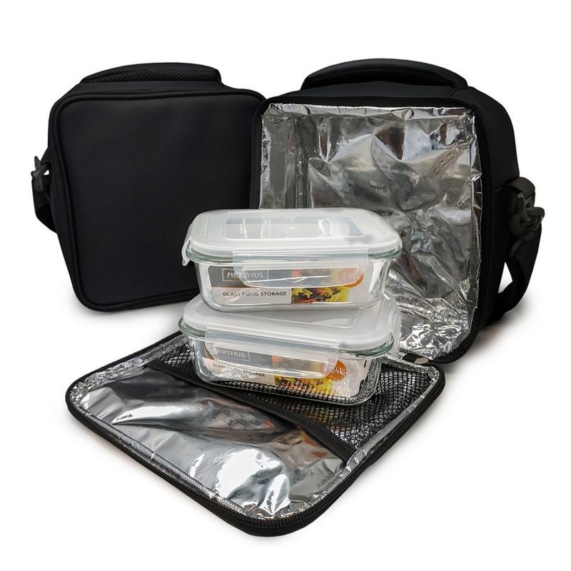 Nerthus Kitchenware Lunch Bag Negra + Hermético De Cristal