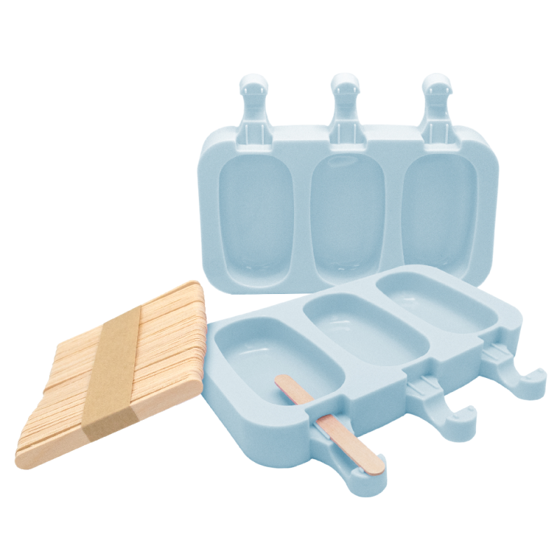 nerthus kitchenware Moldes de Silicona para Helado con 50 Palitos de Madera Azul