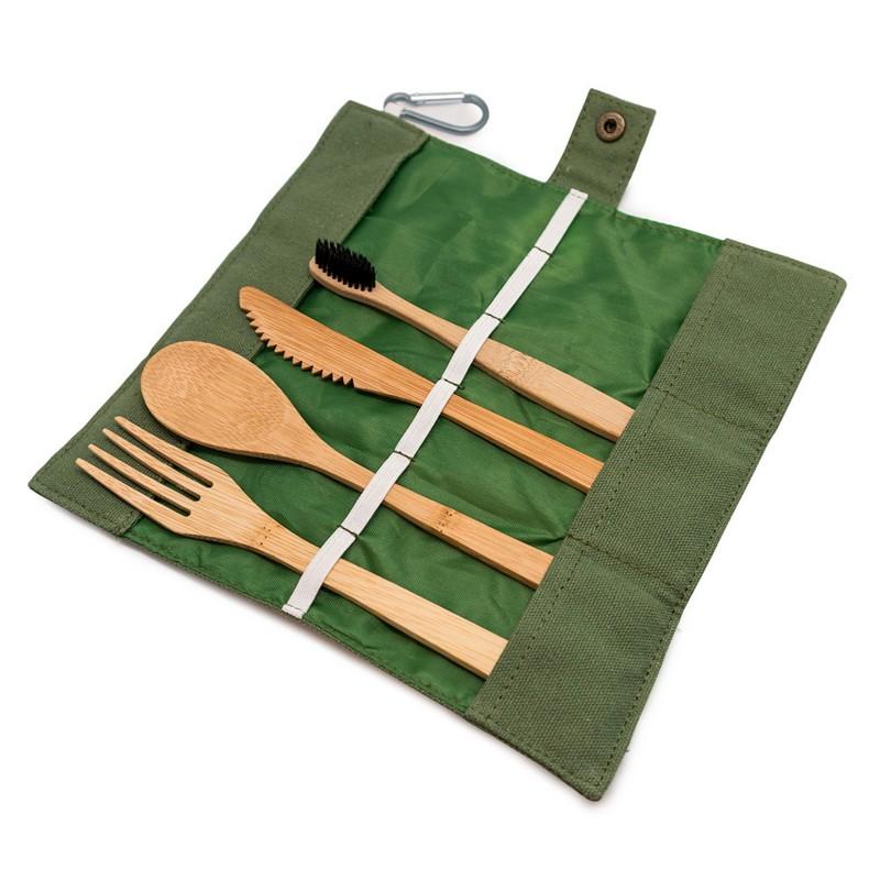 Nerthus Kitchenware Set De Cubiertos Portátil Compacto Bambú