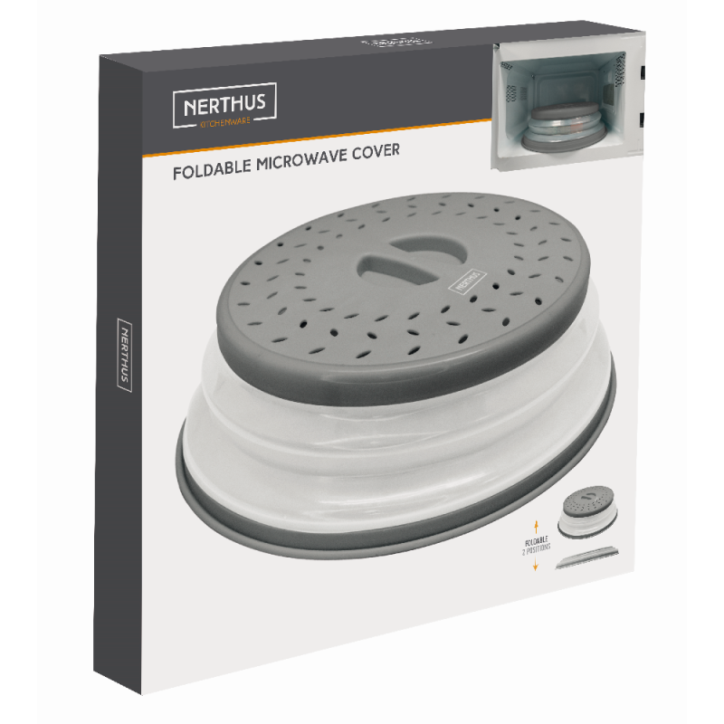 Nerthus Kitchenware Tapa Plegable Multifuncional Para Microondas Con Protección Antisalpicaduras Gris