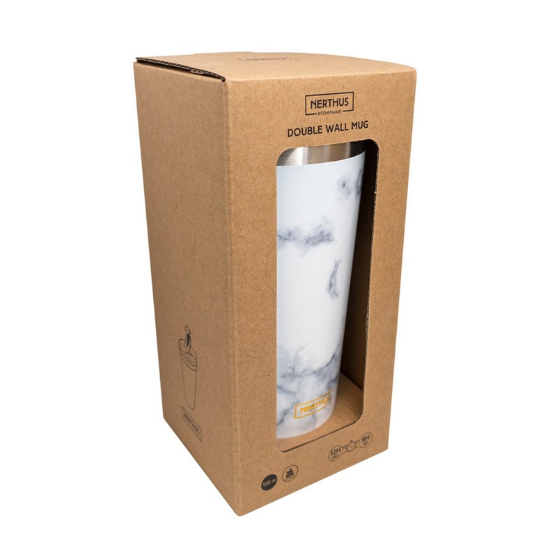 Nerthus Kitchenware Termo Café Doble Pared - Marmol Blanco
