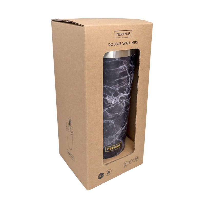 Nerthus Kitchenware Termo Café Doble Pared - Marmol Negro
