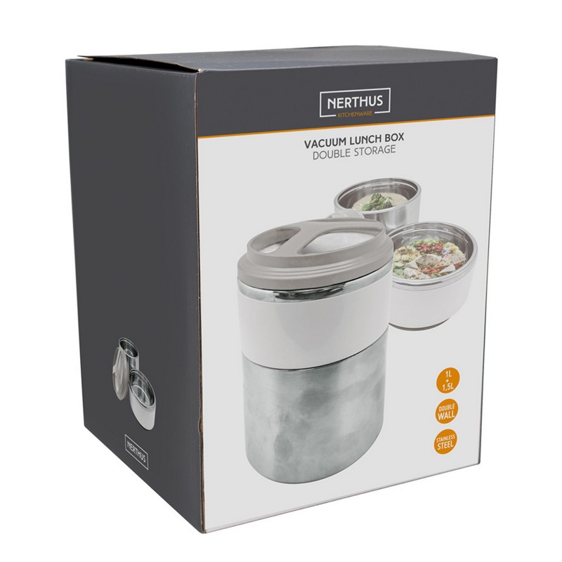 Nerthus Kitchenware Termo De Sólidos De Doble Pared De Acero Inoxidable 1 5 Litro