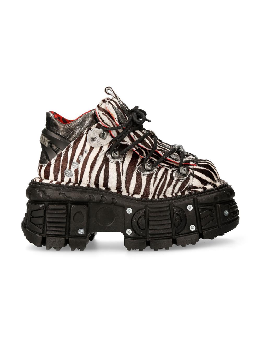 New Rock ANKLE BOOT ANIMAL PRINT IMPERFECT TANK WITH LACES M-MET011-C10