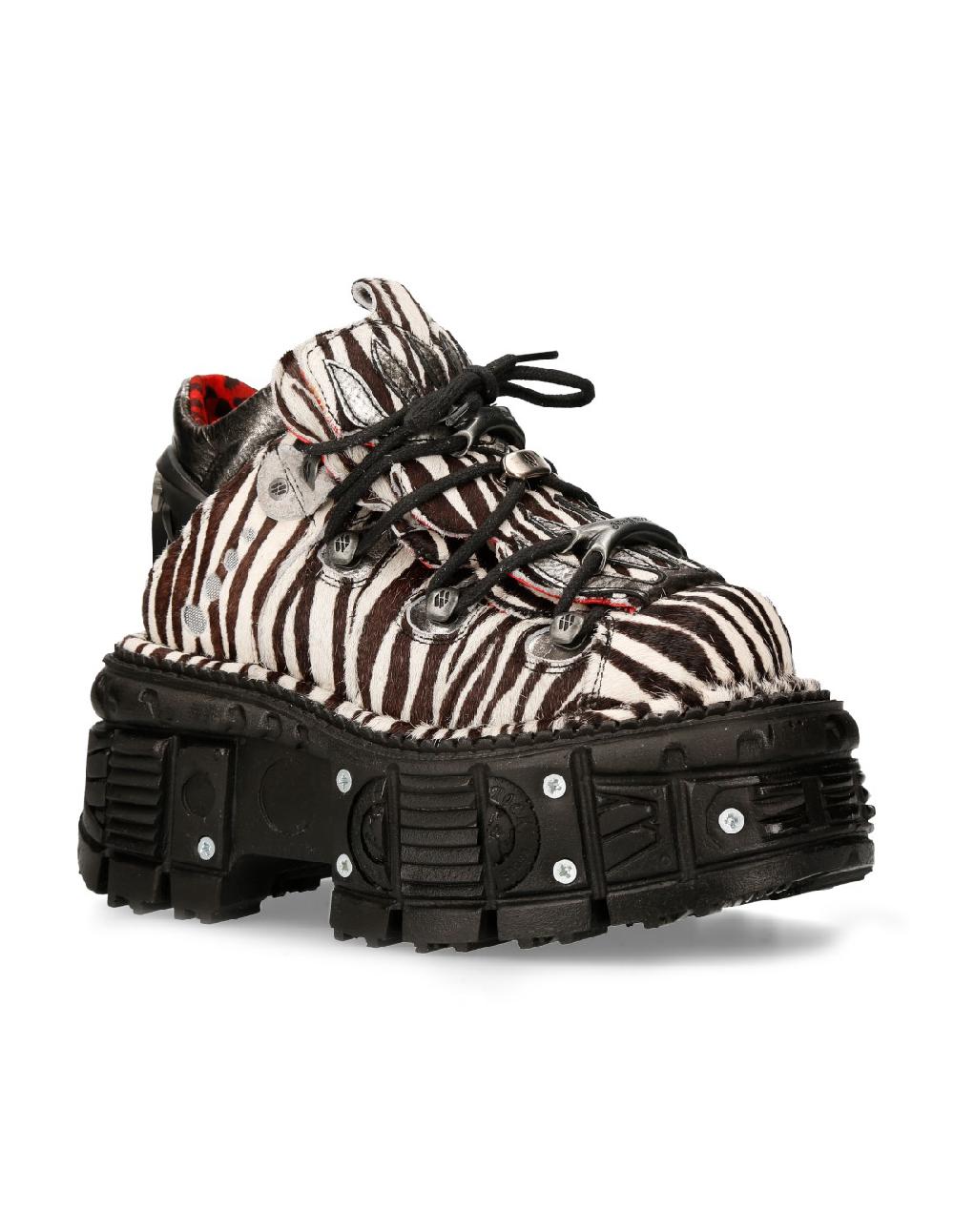New Rock ANKLE BOOT ANIMAL PRINT IMPERFECT TANK WITH LACES M-MET011-C10