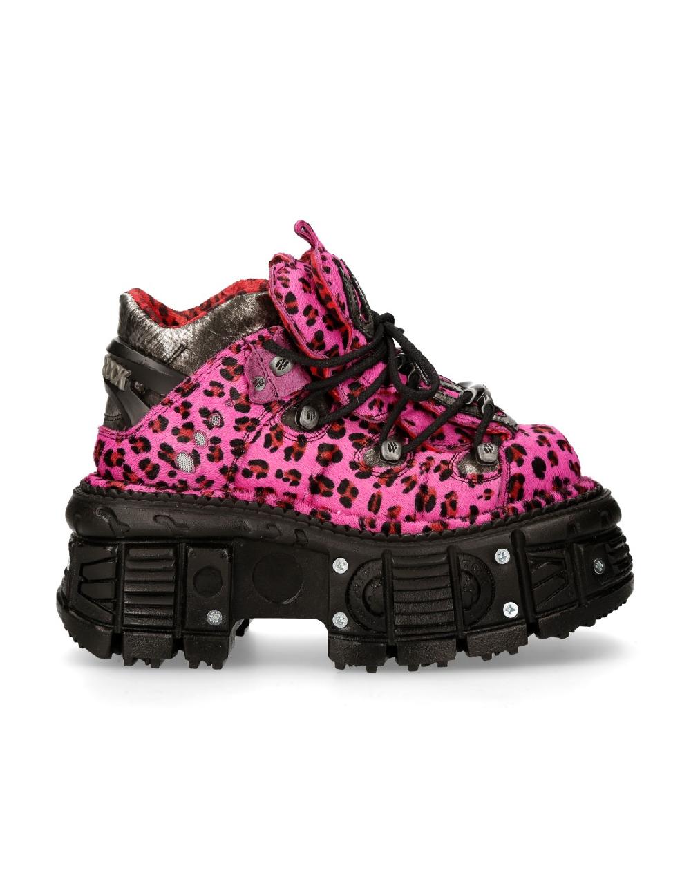 New Rock ANKLE BOOT ANIMAL PRINT IMPERFECT TANK WITH LACES M-MET011-C8