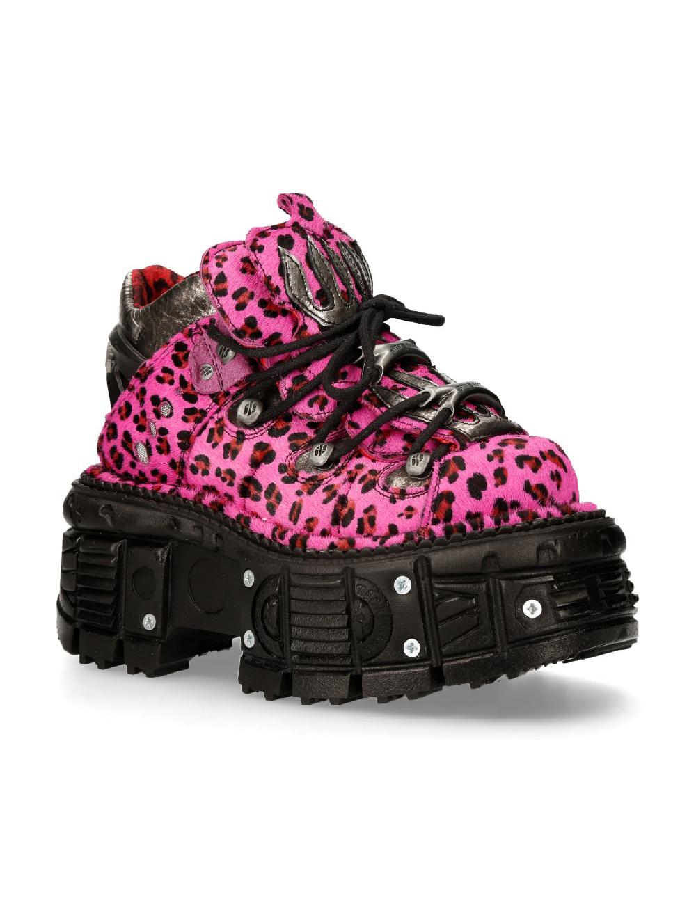 New Rock ANKLE BOOT ANIMAL PRINT IMPERFECT TANK WITH LACES M-MET011-C8