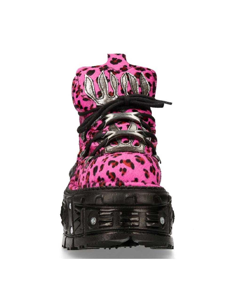 New Rock ANKLE BOOT ANIMAL PRINT IMPERFECT TANK WITH LACES M-MET011-C8