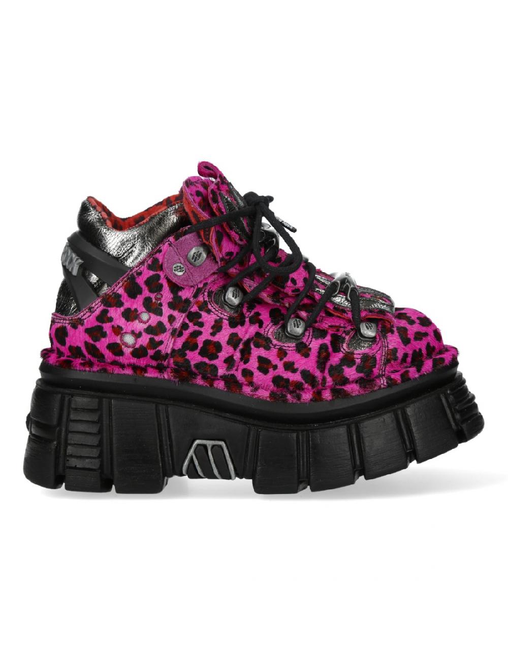 New Rock ANKLE BOOT ANIMAL PRINT TOWER WITH LACES M-MET011-C7