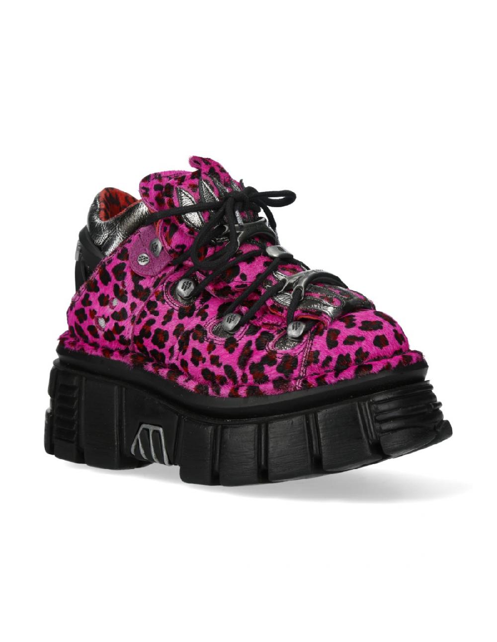 New Rock ANKLE BOOT ANIMAL PRINT TOWER WITH LACES M-MET011-C7