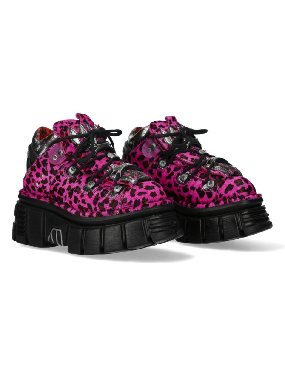 new rock ANKLE BOOT ANIMAL PRINT TOWER WITH LACES M-MET011-C7
