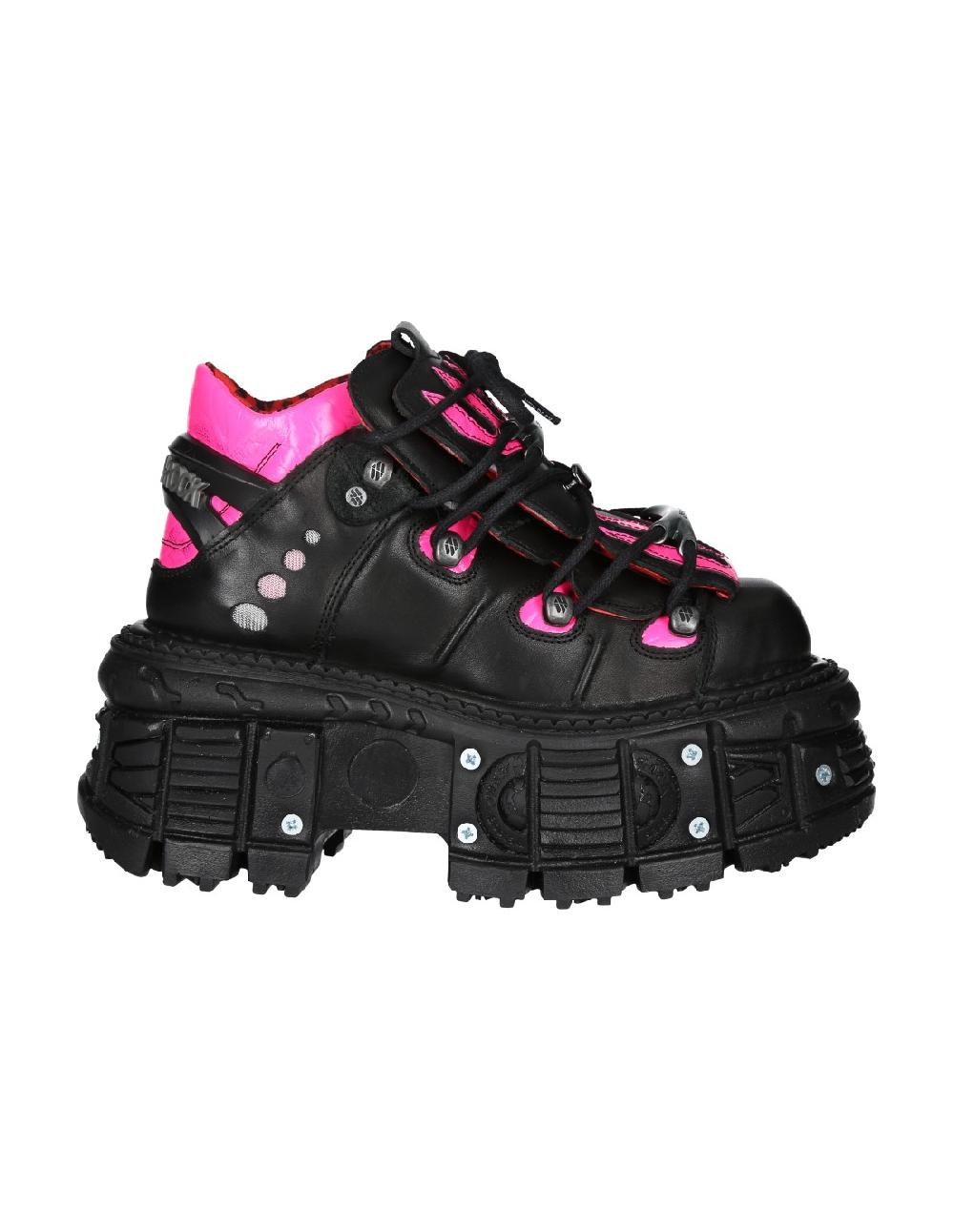 New Rock ANKLE BOOT BLACK IMPERFECT TANK WITH LACES M-MET011-C4