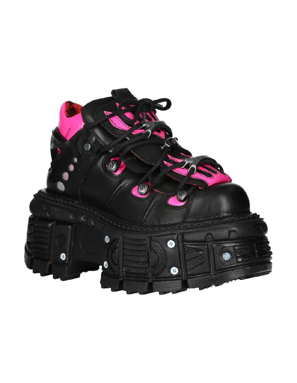 New Rock ANKLE BOOT BLACK IMPERFECT TANK WITH LACES M-MET011-C4