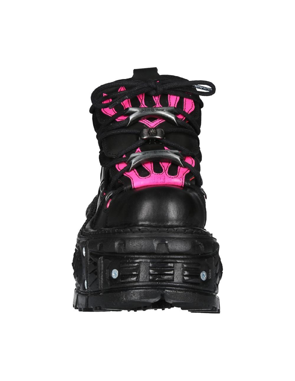 New Rock ANKLE BOOT BLACK IMPERFECT TANK WITH LACES M-MET011-C4