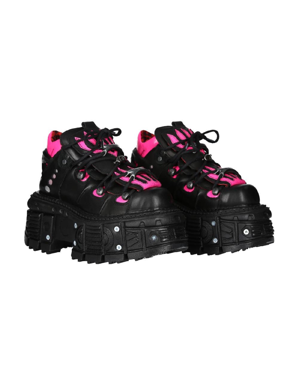 new rock ANKLE BOOT BLACK IMPERFECT TANK WITH LACES M-MET011-C4