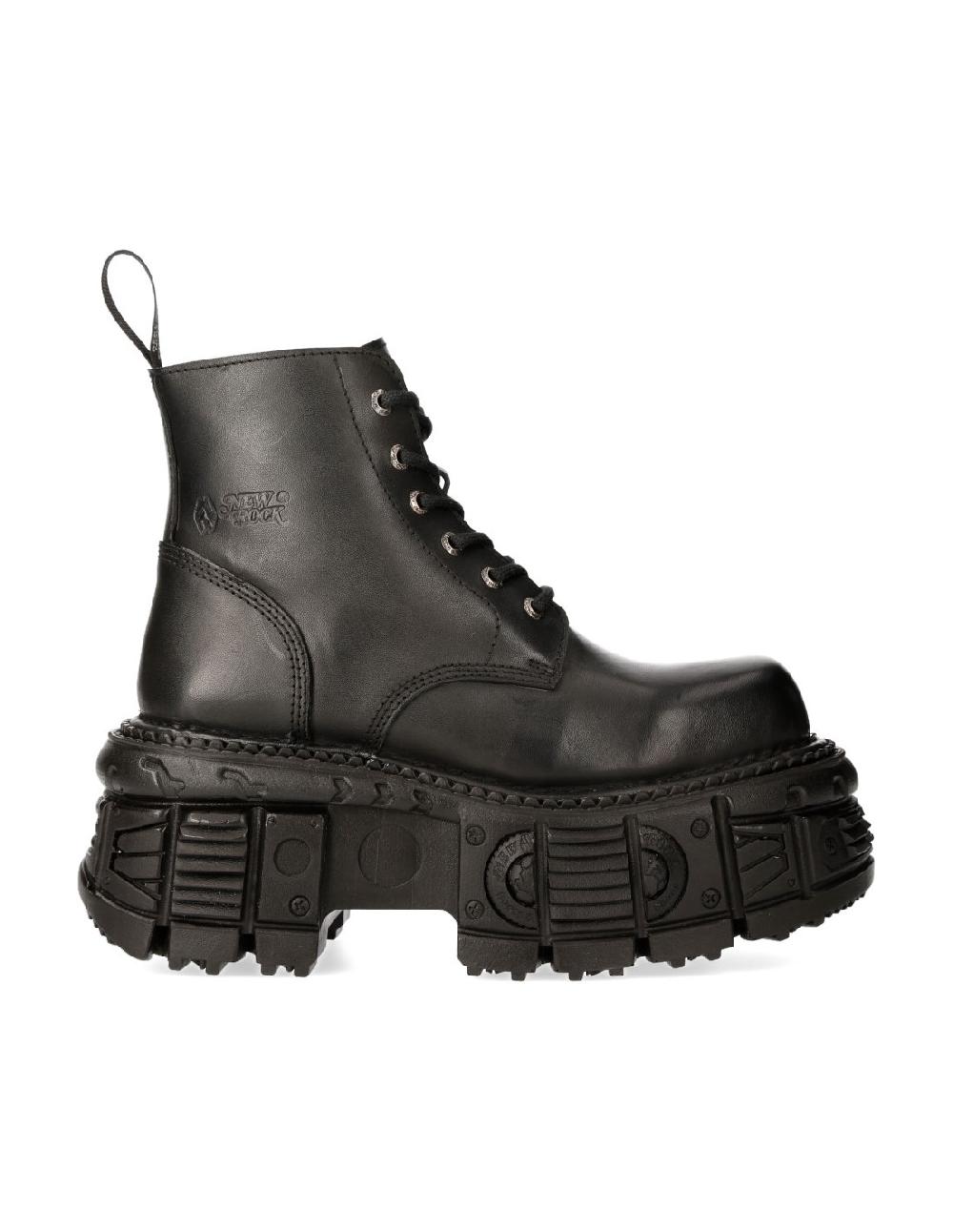 New Rock ANKLE BOOT BLACK IMPERFECT WITH LACES M-MILI215-C3