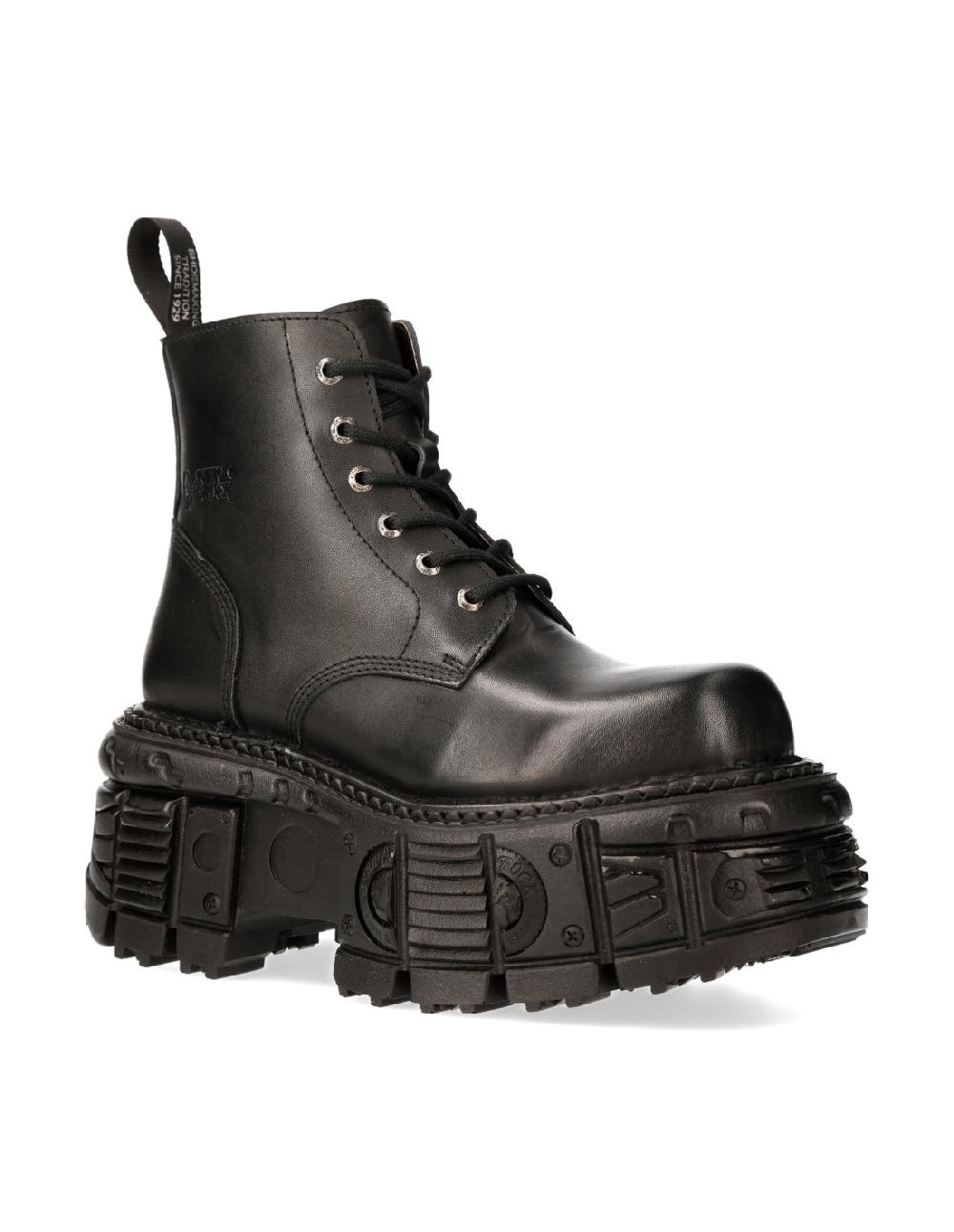 New Rock ANKLE BOOT BLACK IMPERFECT WITH LACES M-MILI215-C3