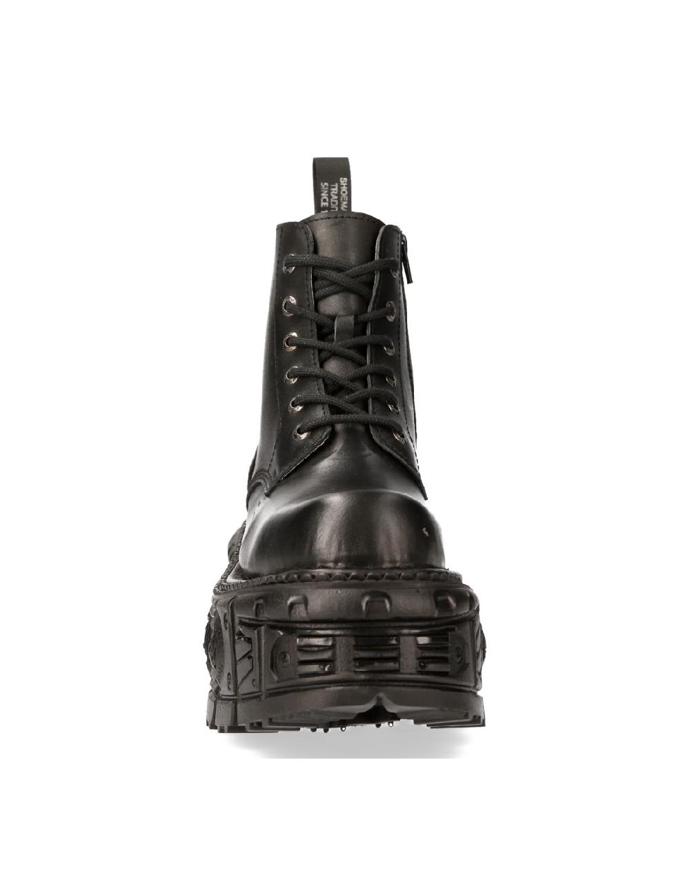 New Rock ANKLE BOOT BLACK IMPERFECT WITH LACES M-MILI215-C3