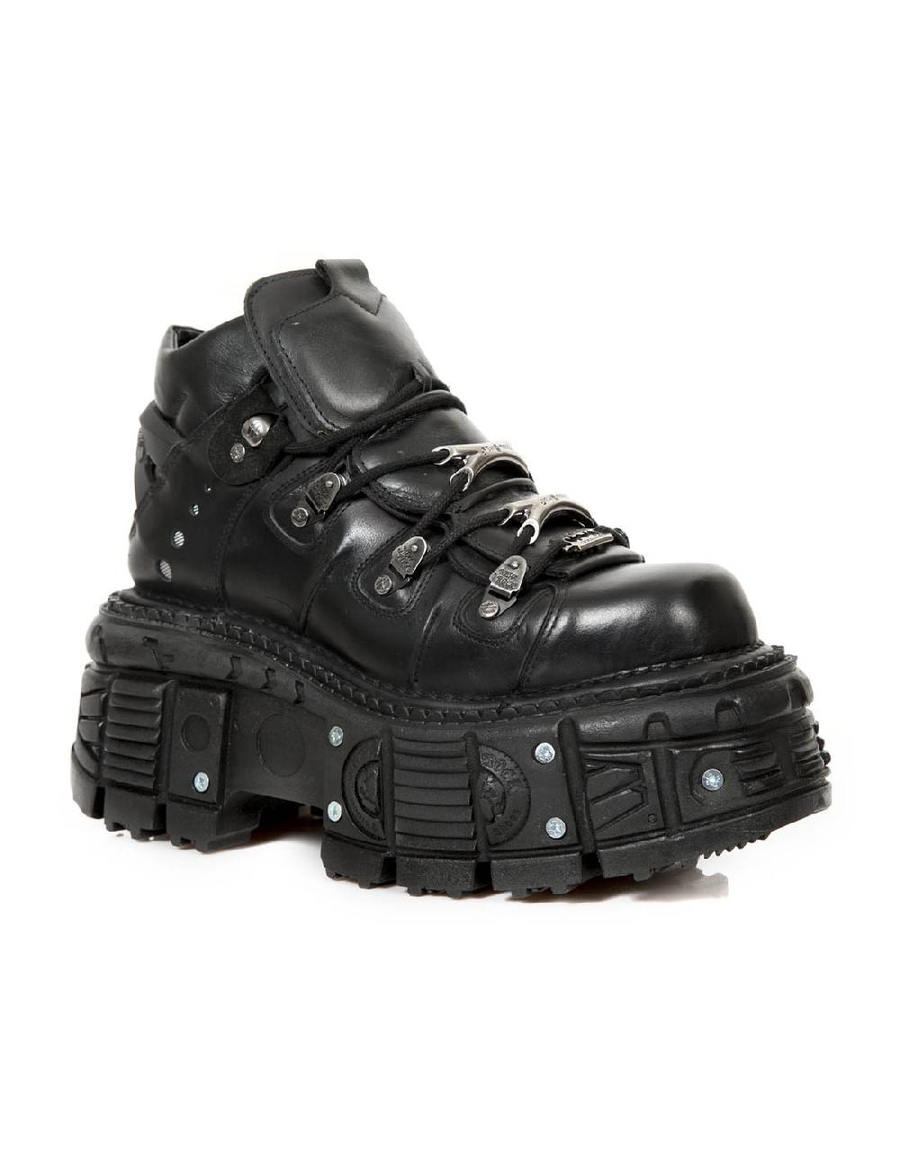 New Rock ANKLE BOOT BLACK IMPERFECT WITH LACES M-TANK006C-C6