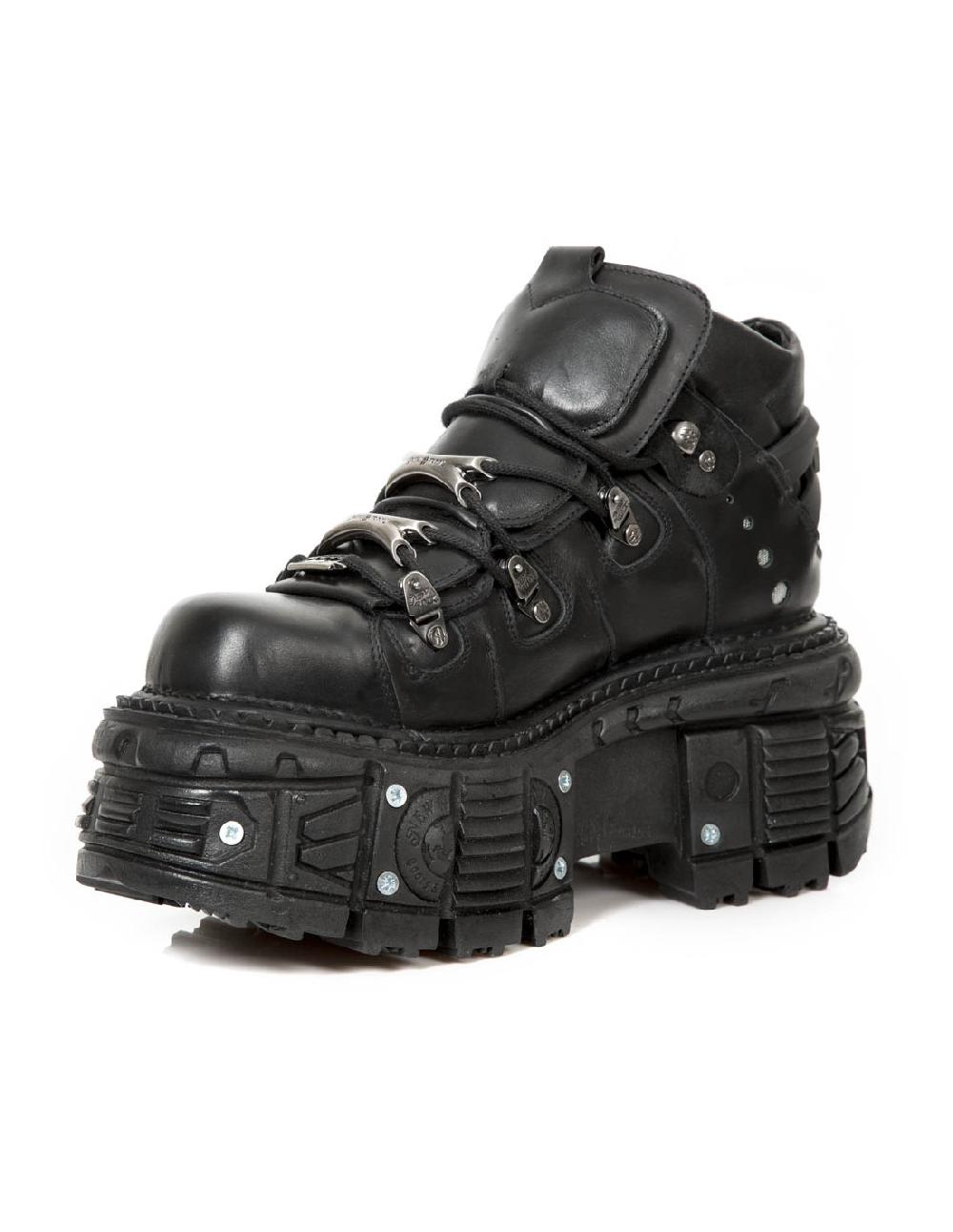 New Rock ANKLE BOOT BLACK IMPERFECT WITH LACES M-TANK006C-C6