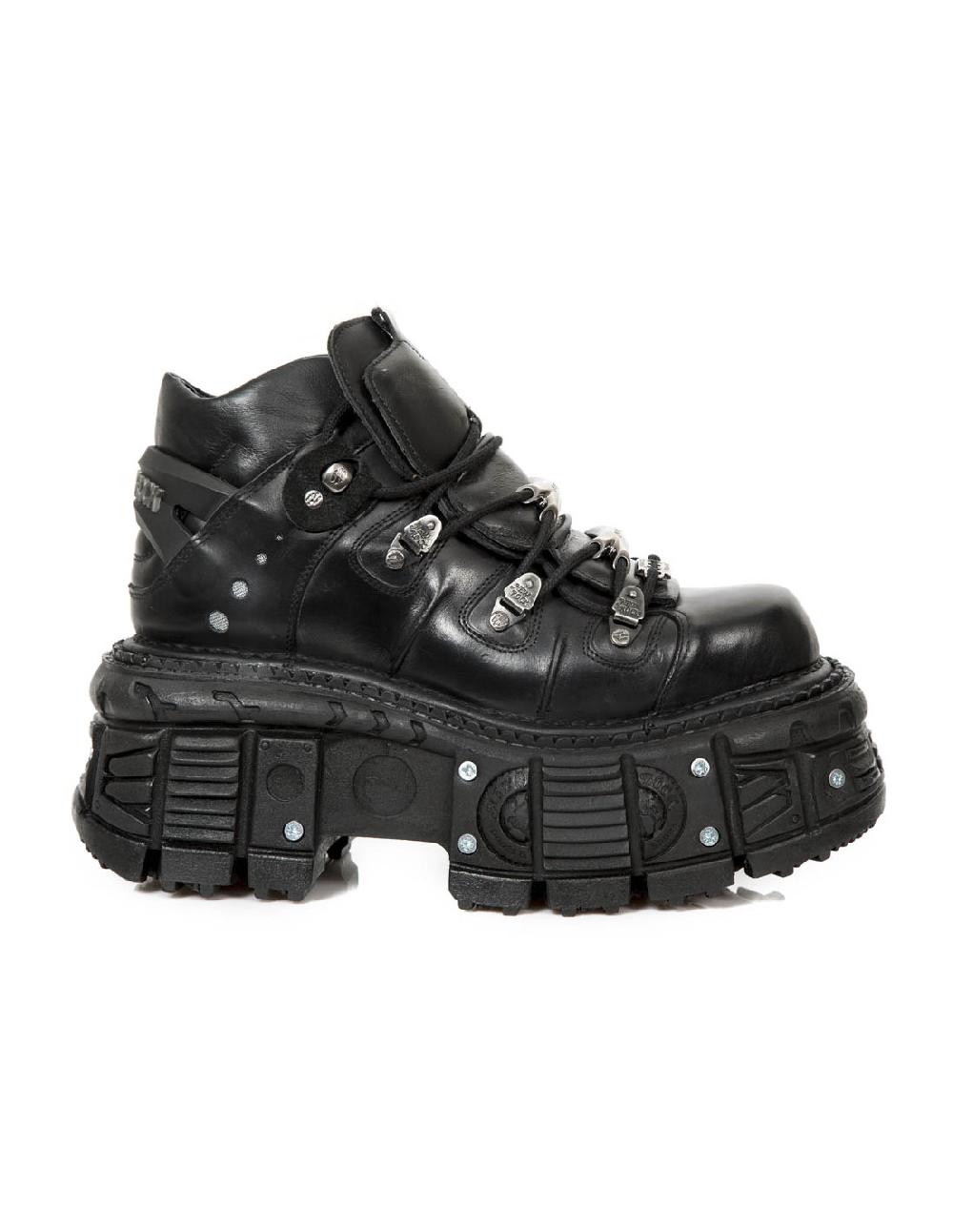 new rock ANKLE BOOT BLACK IMPERFECT WITH LACES M-TANK006C-C6