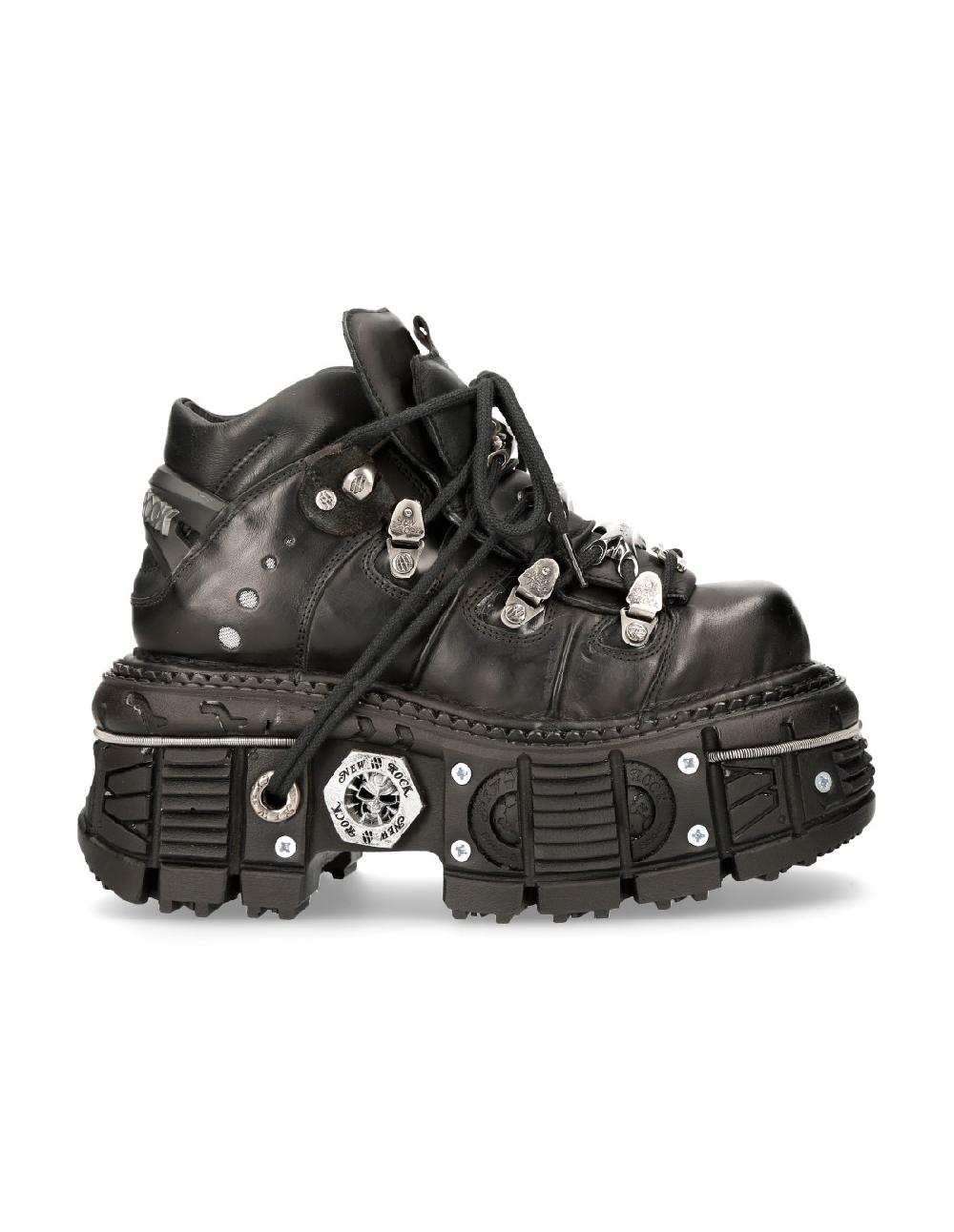 New Rock ANKLE BOOT BLACK IMPERFECT WITH LACES M-TANK006C-S1