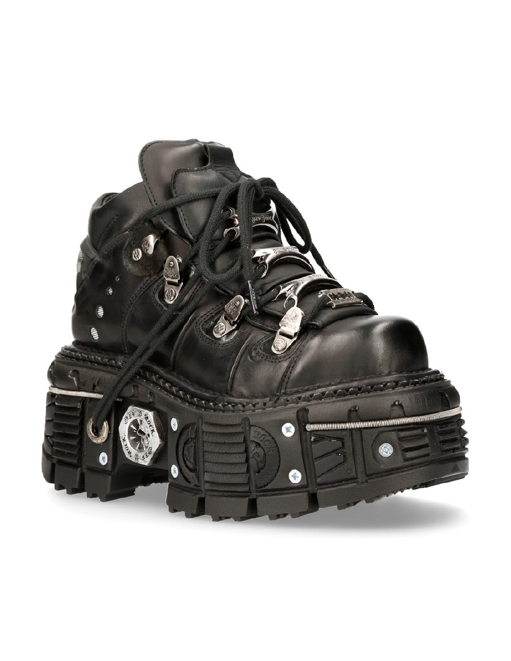 New Rock ANKLE BOOT BLACK IMPERFECT WITH LACES M-TANK006C-S1