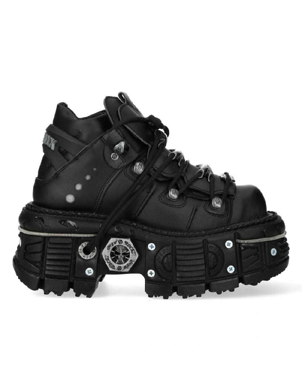 New Rock ANKLE BOOT BLACK IMPERFECT WITH LACES M-TANK006C-V1