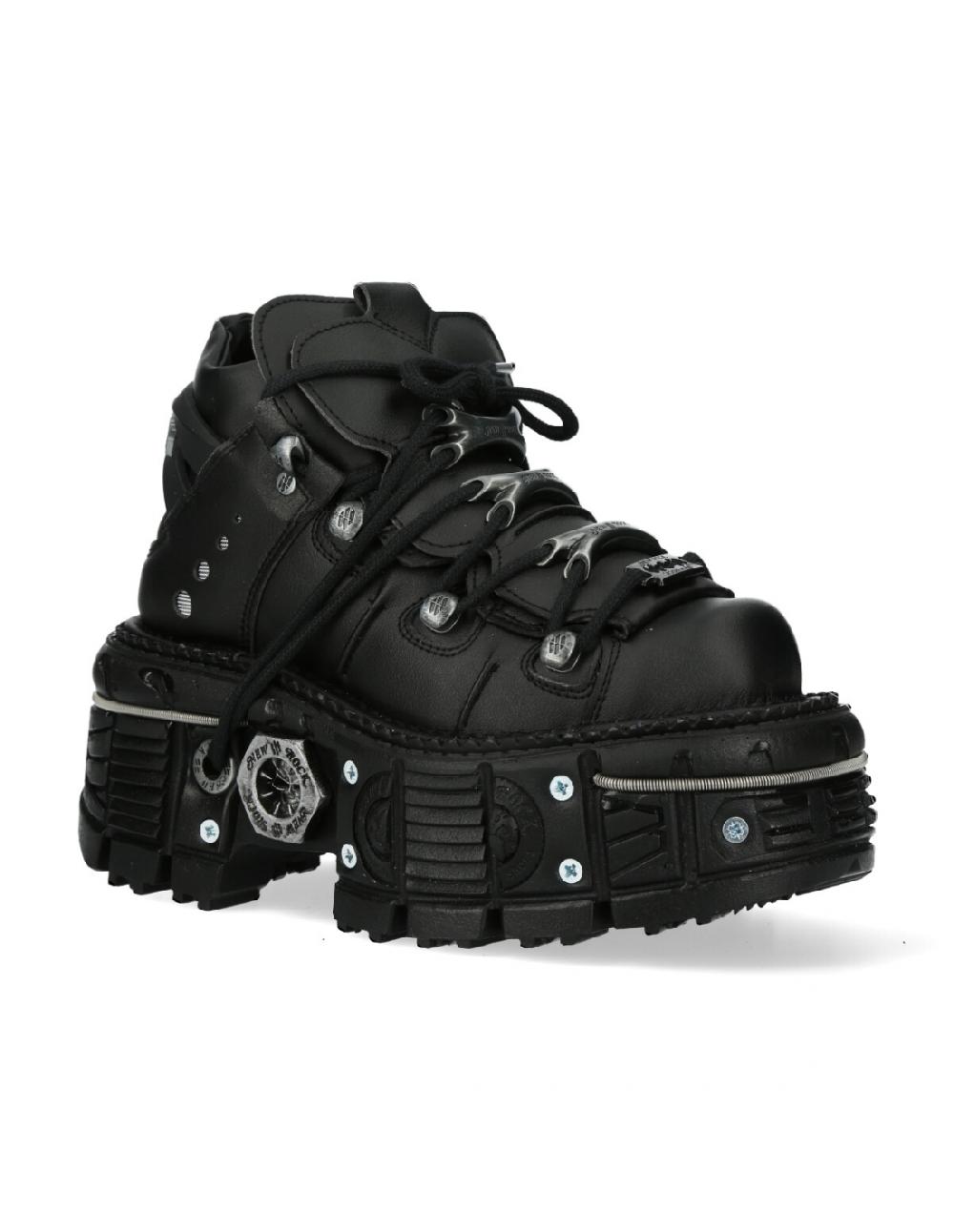 New Rock ANKLE BOOT BLACK IMPERFECT WITH LACES M-TANK006C-V1