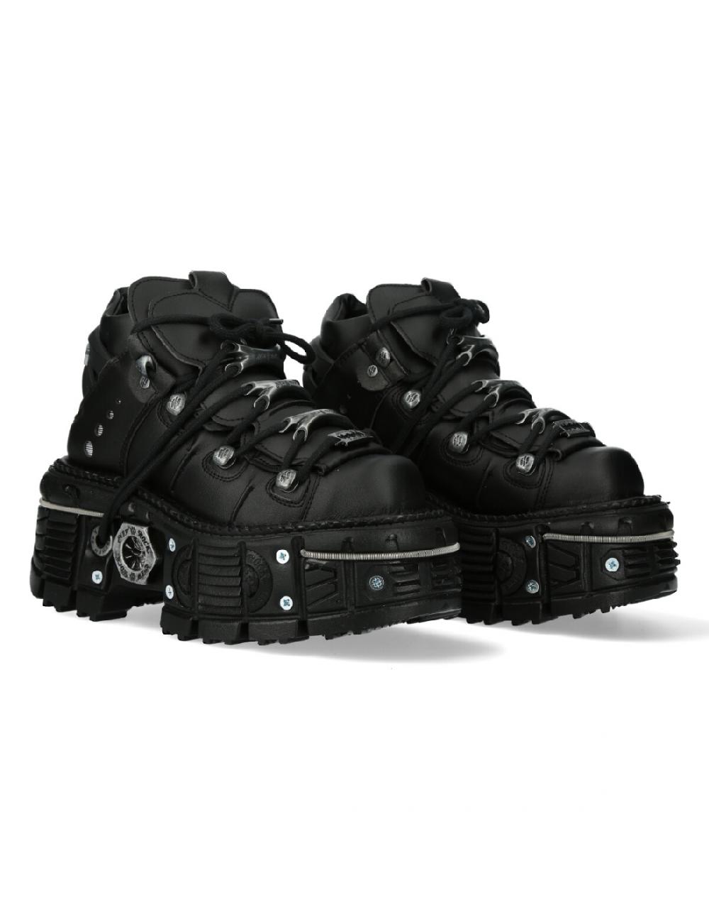 new rock ANKLE BOOT BLACK IMPERFECT WITH LACES M-TANK006C-V1