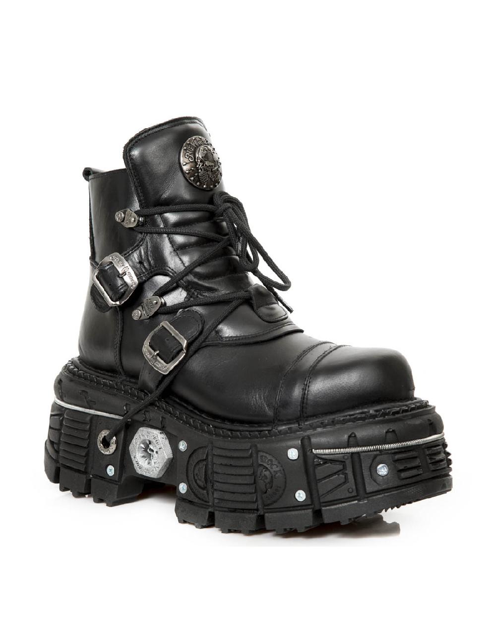 New Rock ANKLE BOOT BLACK IMPERFECT WITH LACES M-TANK007-S1