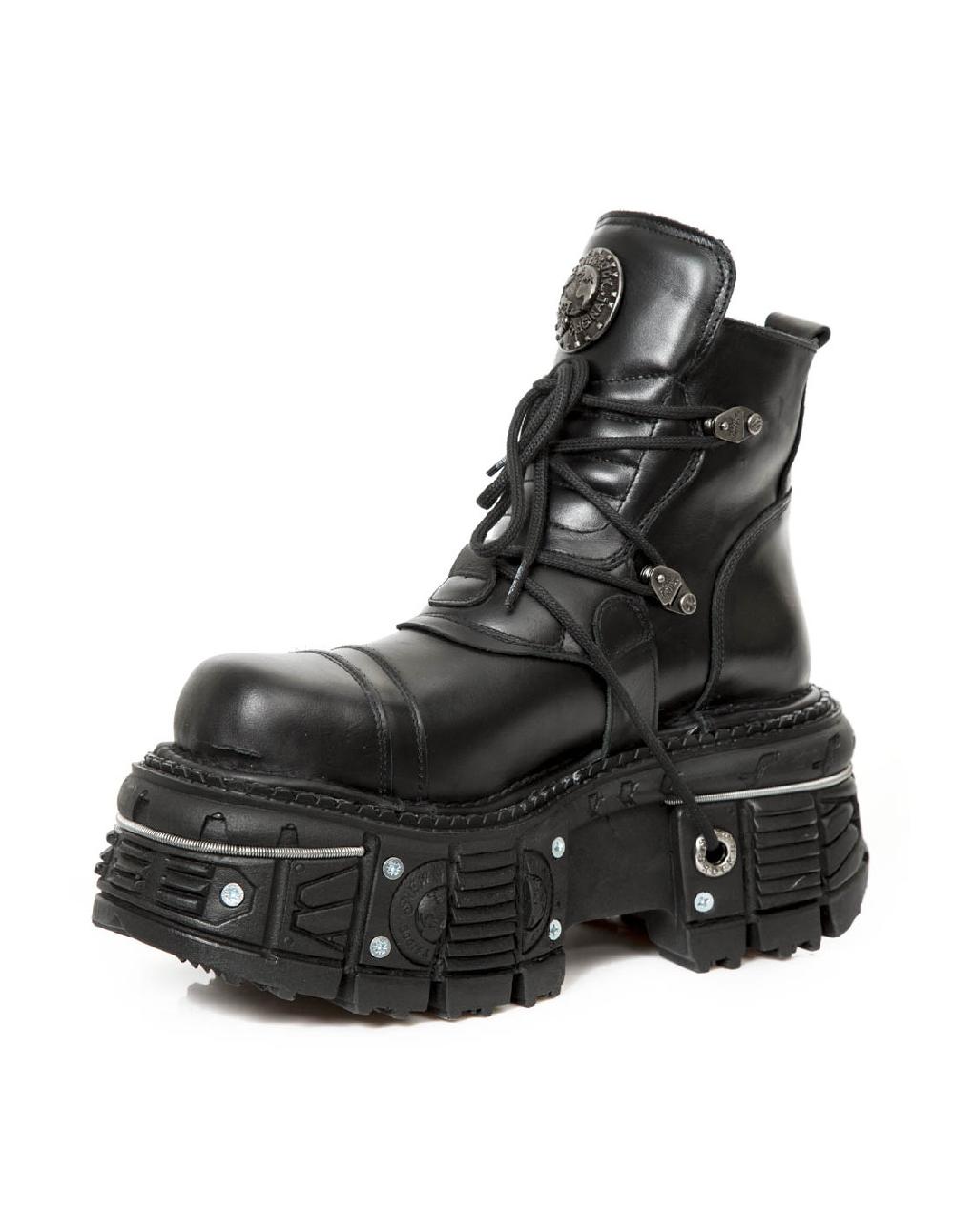 New Rock ANKLE BOOT BLACK IMPERFECT WITH LACES M-TANK007-S1