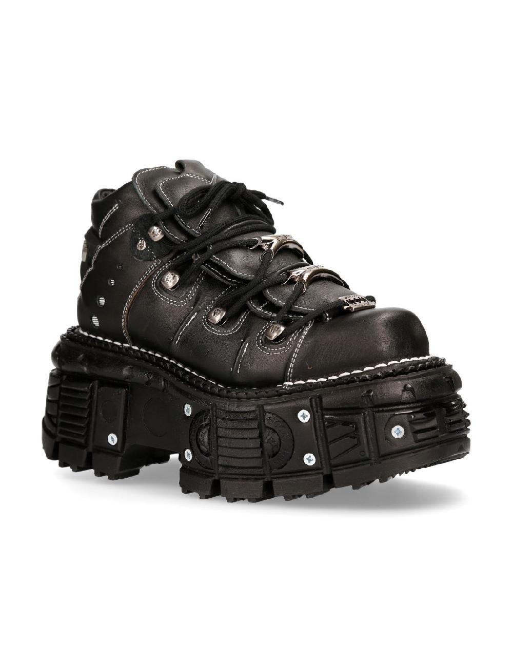 New Rock ANKLE BOOT BLACK IMPERFECT WITH LACES M-TANK106-C4