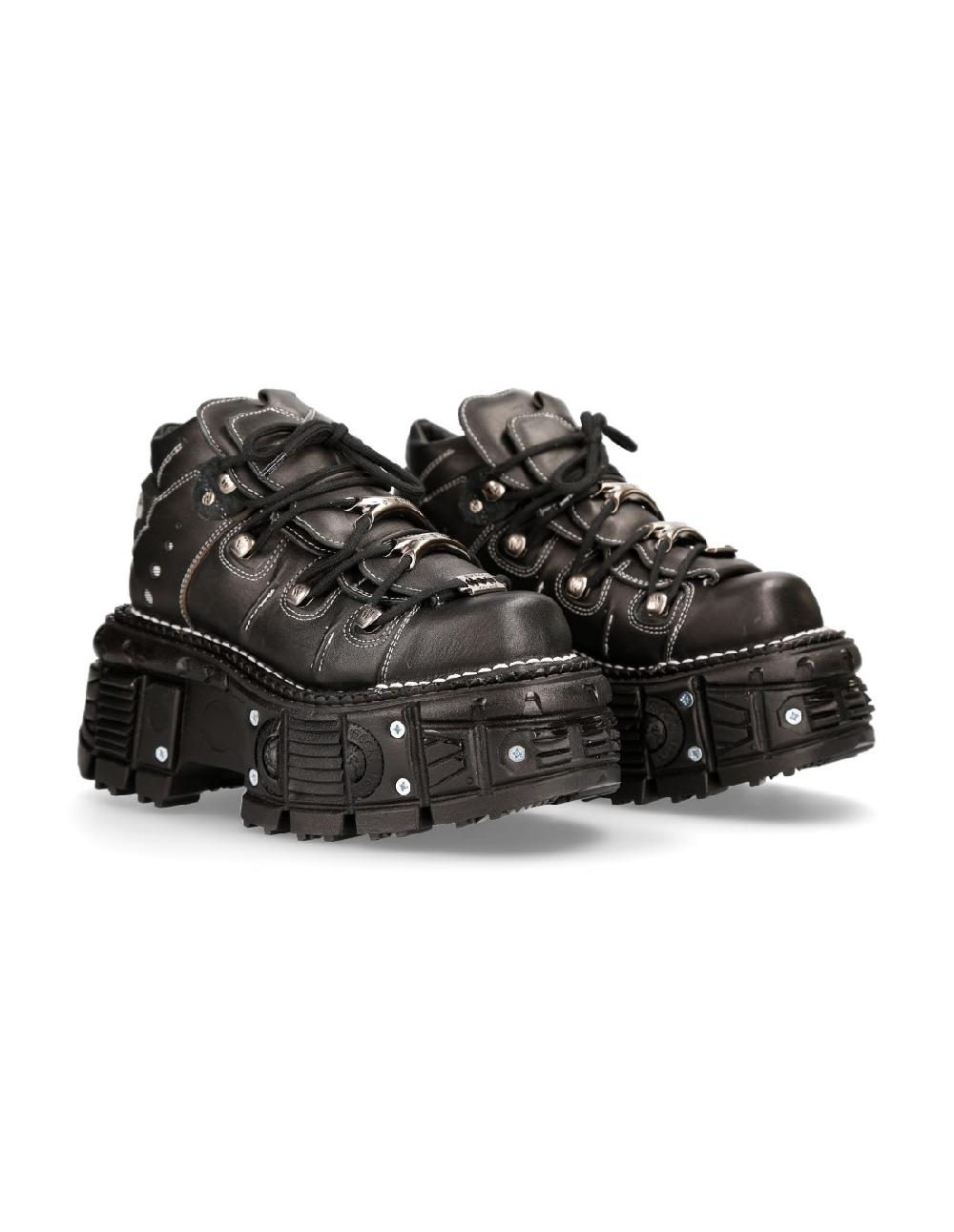 new rock ANKLE BOOT BLACK IMPERFECT WITH LACES M-TANK106-C4