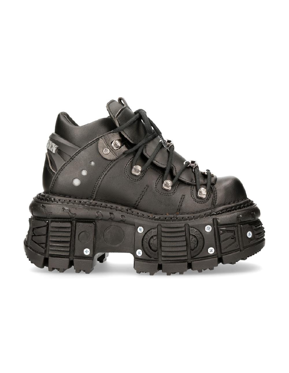 New Rock ANKLE BOOT BLACK IMPERFECT WITH LACES M-TANK106N-V2